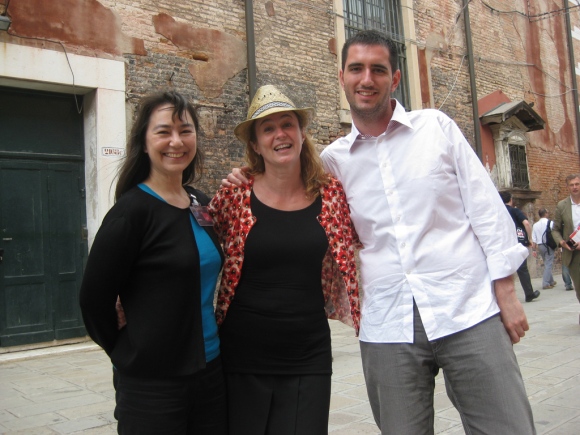 Tamiko Thiel, with Simona Lodi and Gionatan Quintini from the Invisible Pavilion